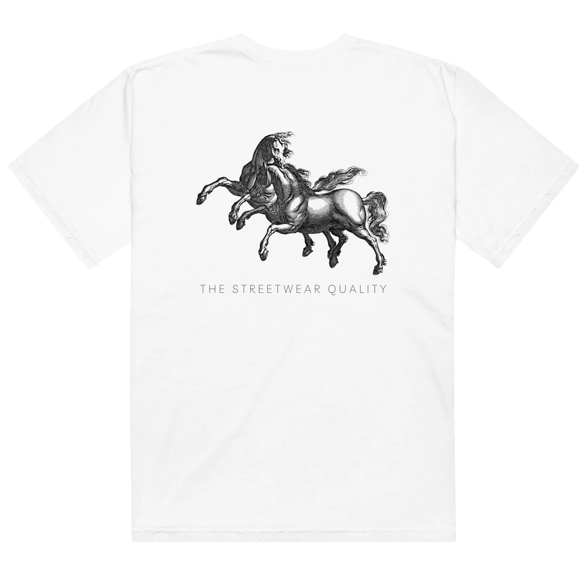 dos-t-shirt-ozyx-horse-blanc-graphique-cheval-noir-design-antique-streetwear