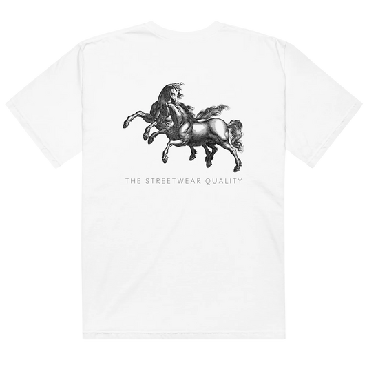 dos-t-shirt-ozyx-horse-blanc-graphique-cheval-noir-design-antique-streetwear