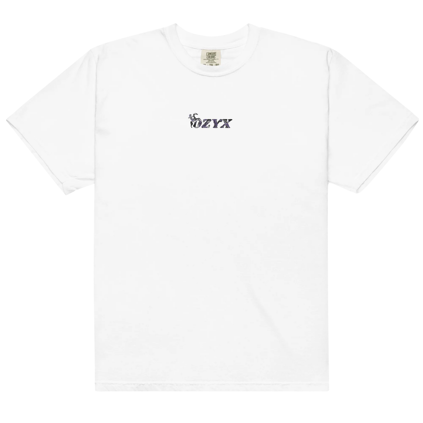 t-shirt-horse-ozyx-blanc-coton-premium-logo-ozyx-brode-noir-et-violet